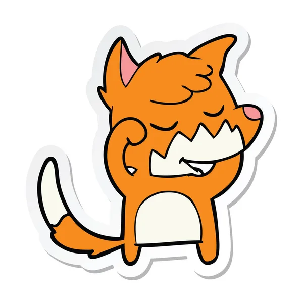 Sticker of a friendly cartoon fox waking up — Stock Vector