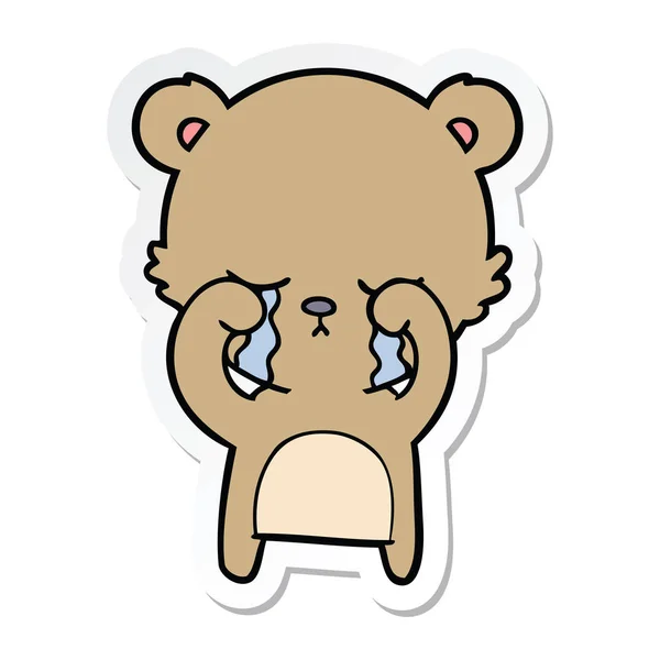Autocollant d'un ours de bande dessinée pleurer — Image vectorielle