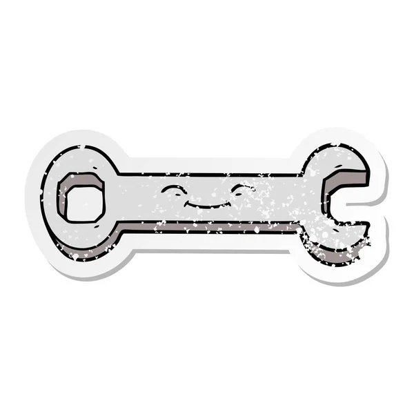 Pegatina angustiada de una llave de dibujos animados — Vector de stock