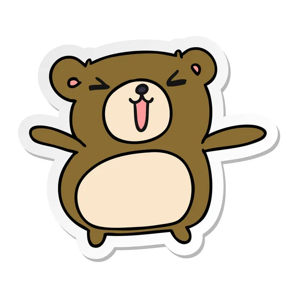 Klistermärke cartoon kawaii söt nallebjörn — Stock vektor