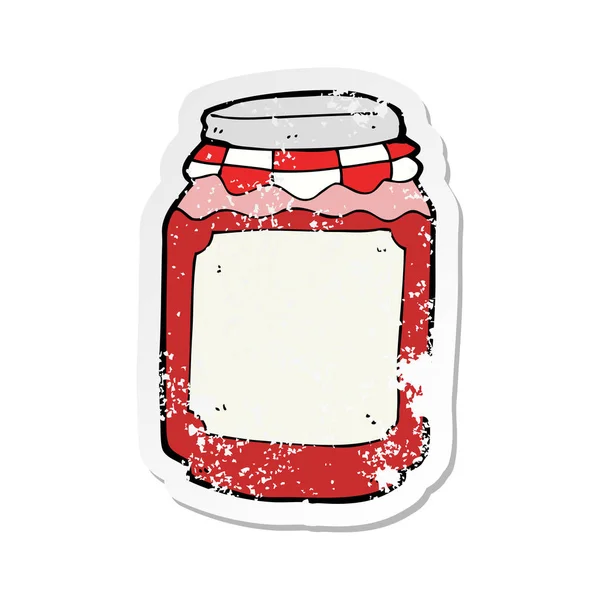 Retro distressed sticker of a cartoon jar of jam — Stock Vector