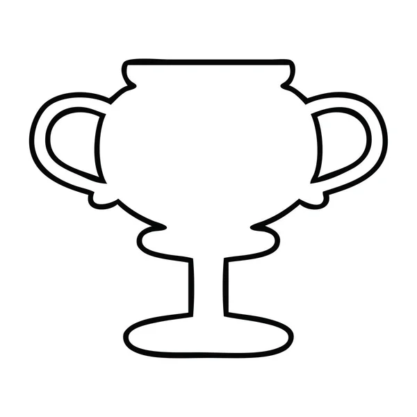 Lijntekening cartoon gouden trofee — Stockvector