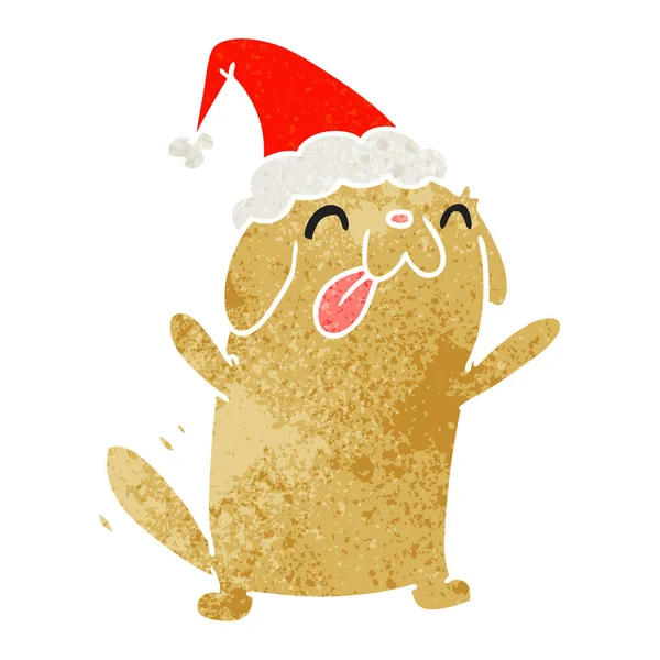 Christmas retro cartoon of kawaii dog — Stock Vector