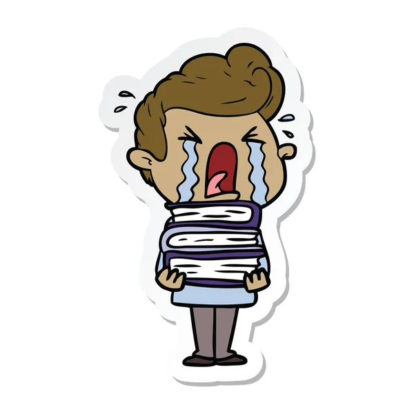 Sticker of a cartoon crying man — Stock Vector