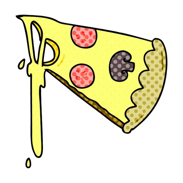 Причудливый кусок пиццы в стиле комиксов — стоковый вектор