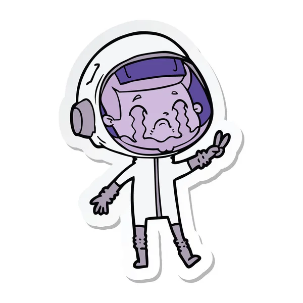 Pegatina de un astronauta llorando de dibujos animados — Vector de stock