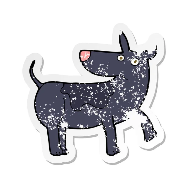 Retro distressed sticker of a funny cartoon dog — Stock Vector