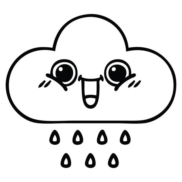 Γραμμικό σχέδιο καρτούν σύννεφο βροχής — Διανυσματικό Αρχείο