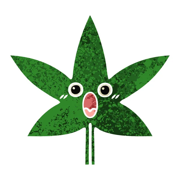 Retro ilustração estilo cartoon folha de maconha — Vetor de Stock