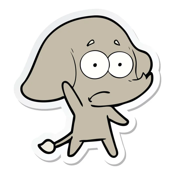 Sticker van een cartoon onzeker olifant — Stockvector