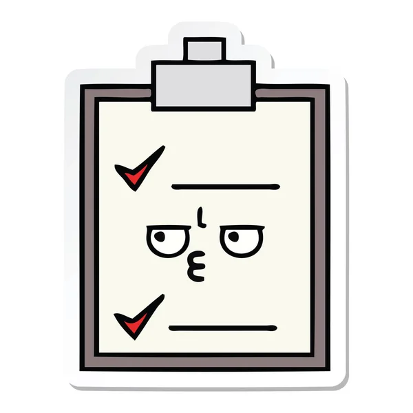Sticker Van Een Leuke Cartoon Checklist — Stockvector