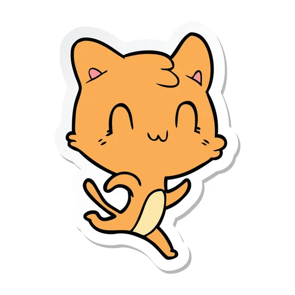 Etiqueta de um gato feliz de desenho animado —  Vetores de Stock