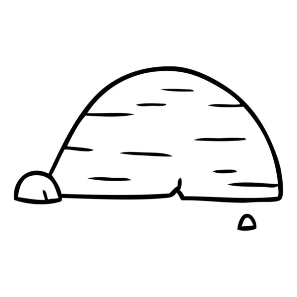 Línea de dibujo garabato de piedra gris piedra — Vector de stock