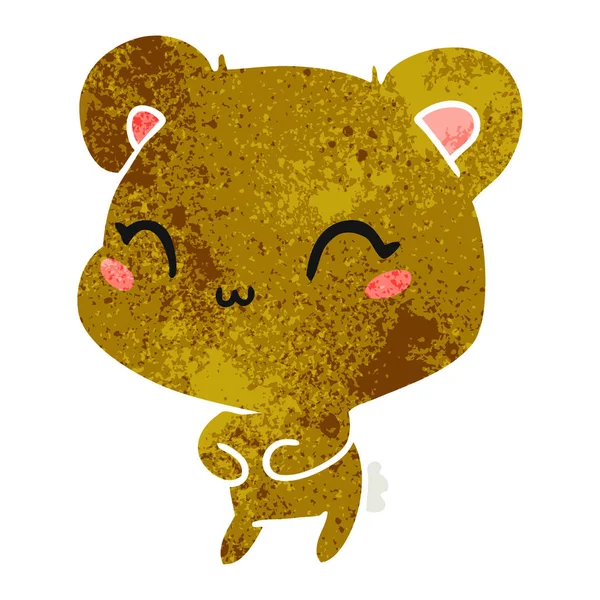 Dessin animé rétro kawaii ours en peluche mignon — Image vectorielle