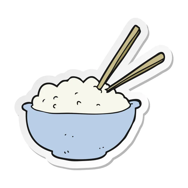 Sticker Cartoon Bowl Rice — Stock Vector