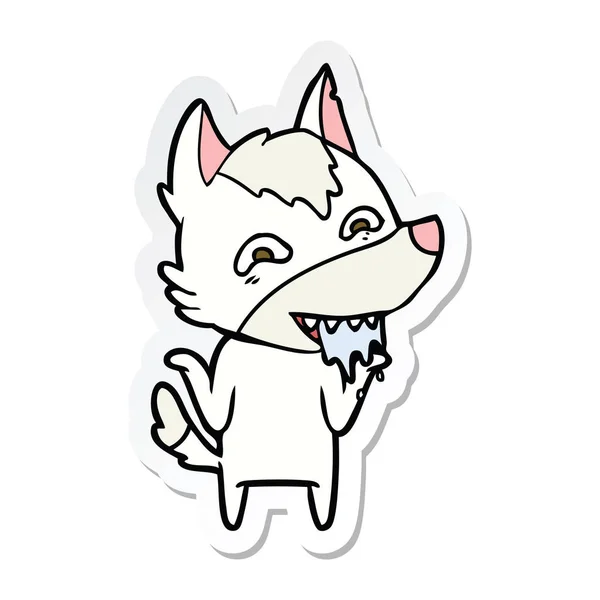 Sticker van een cartoon hongerige wolf — Stockvector
