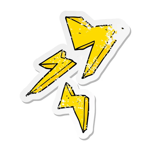 Distressed sticker of a cartoon lightning bolt — Stock Vector