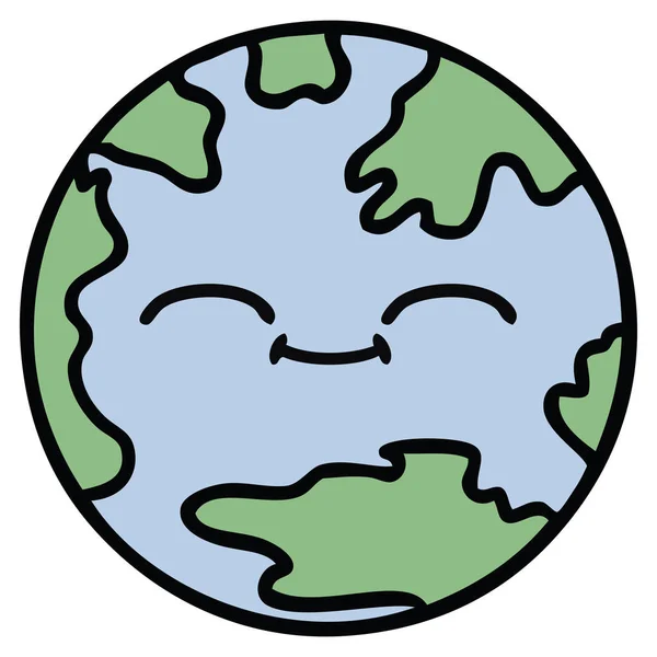 귀여운 만화 행성 지구 — 스톡 벡터