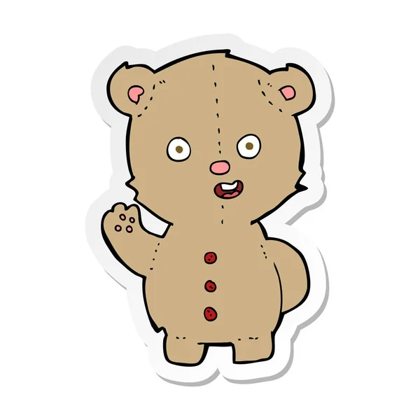 Αυτοκόλλητη ετικέττα κινούμενων σχεδίων μιας teddy αρκούδας — Διανυσματικό Αρχείο