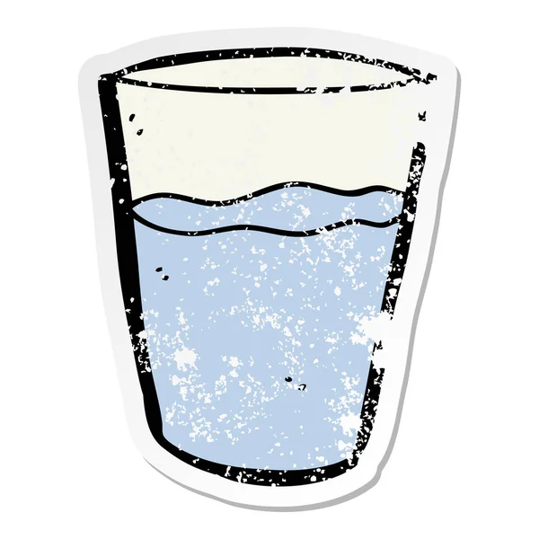 Calcomanía Angustiada Vaso Agua Dibujos Animados — Vector de stock