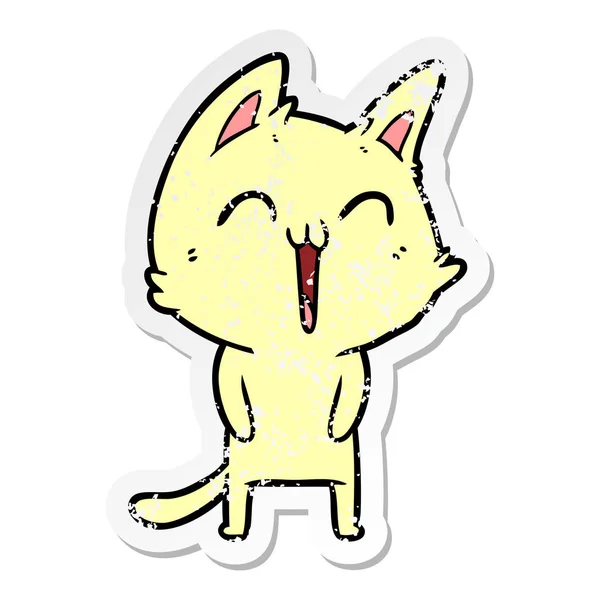 一个快乐的卡通猫苦恼的贴纸 — 图库矢量图片