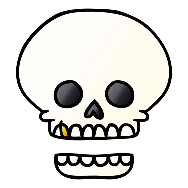 Hand Drawn Gradient Cartoon Doodle Skull Head — Stock Vector