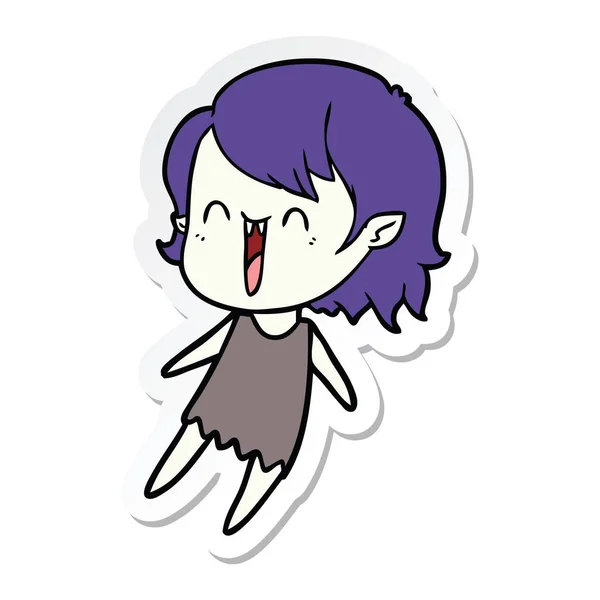 Sticker Cute Cartoon Happy Vampire Girl — Stock Vector