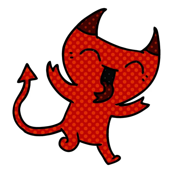 Karikatur des niedlichen roten Dämonen Kawaii — Stockvektor