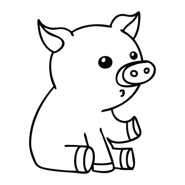 Linienzeichnung Skurriles Cartoon Schwein — Stockvektor