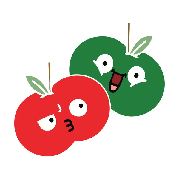 Flache Farbe Retro Cartoon-Äpfel — Stockvektor