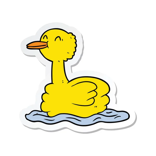 Sticker of a cartoon duck — Stock Vector
