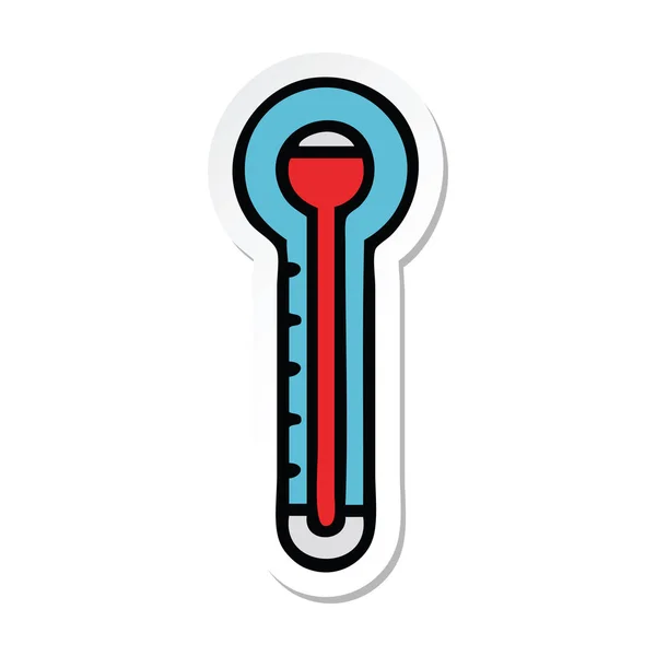 Sticker Van Een Leuke Cartoon Glazen Thermometer — Stockvector