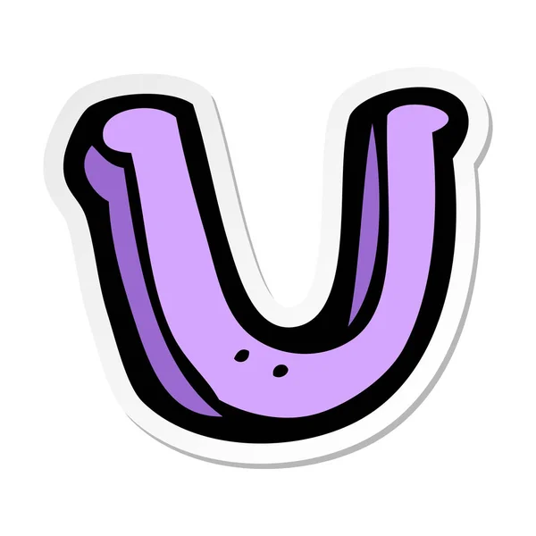 Sticker of a cartoon letter U — Stock Vector