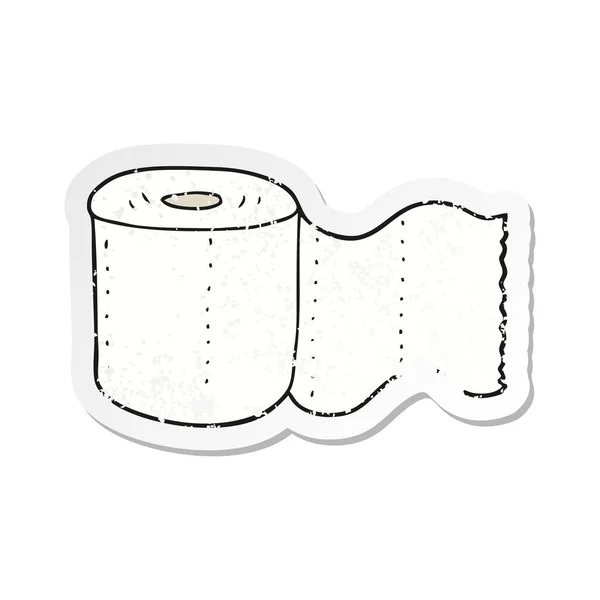 Pegatina retro angustiado de un papel higiénico de dibujos animados — Vector de stock