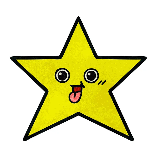 Retro grunge textury kreslený Zlatá hvězda — Stockový vektor