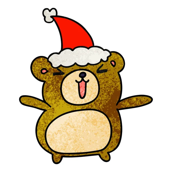 Natal texturizado desenhos animados de urso kawaii —  Vetores de Stock