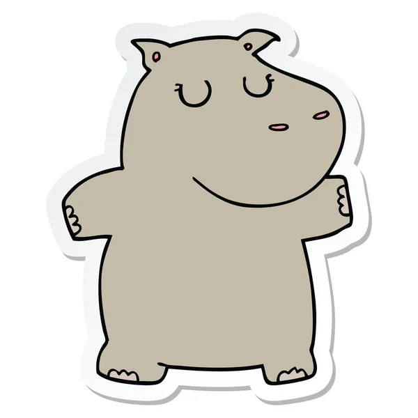 Sticker of a cartoon hippo — Stock Vector
