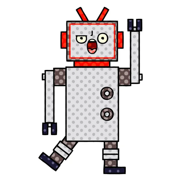 Comic book stijl cartoon boos robot — Stockvector