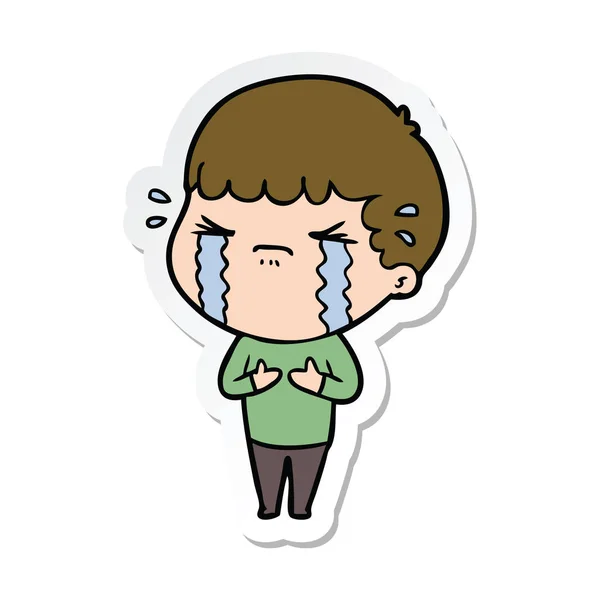 Sticker van een cartoon man huilen — Stockvector