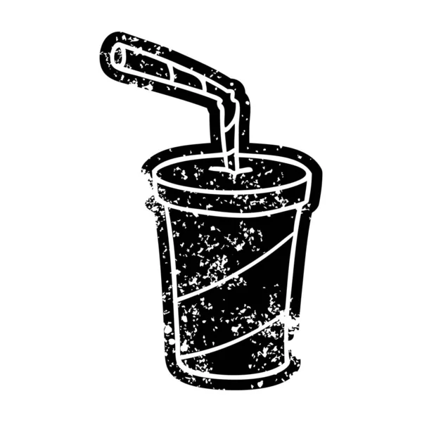 Гранж икона рисования напитка быстрого питания — стоковый вектор