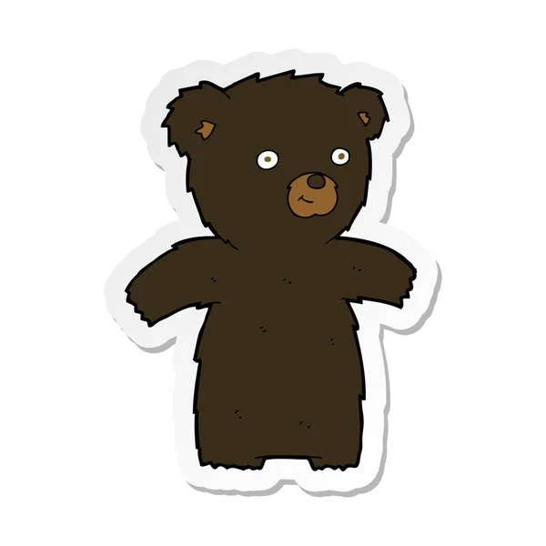 Pegatina Lindo Oso Negro Dibujos Animados — Vector de stock