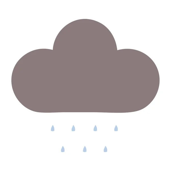 Płaski kolor kreskówka retro burza deszcz chmury — Wektor stockowy