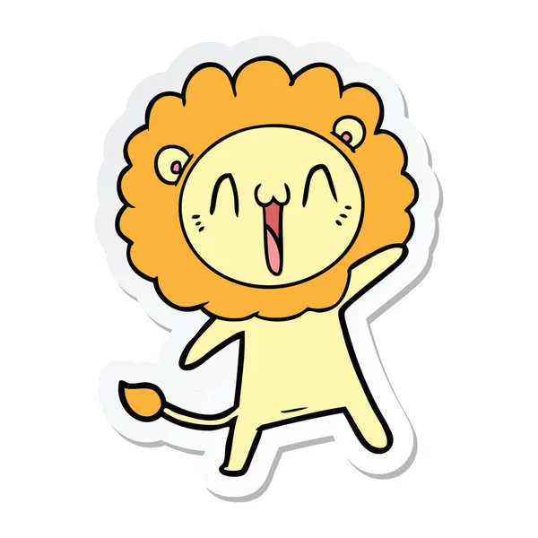 Sticker van een happy cartoon-Leeuw — Stockvector