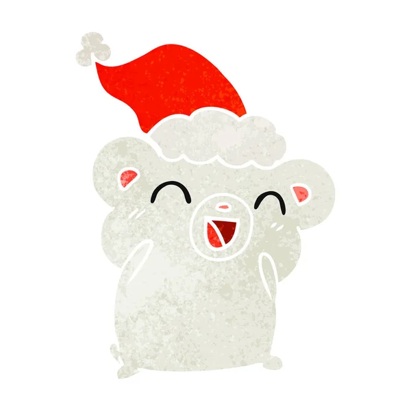 Dibujado Mano Navidad Retro Dibujos Animados Oso Polar Kawaii — Vector de stock