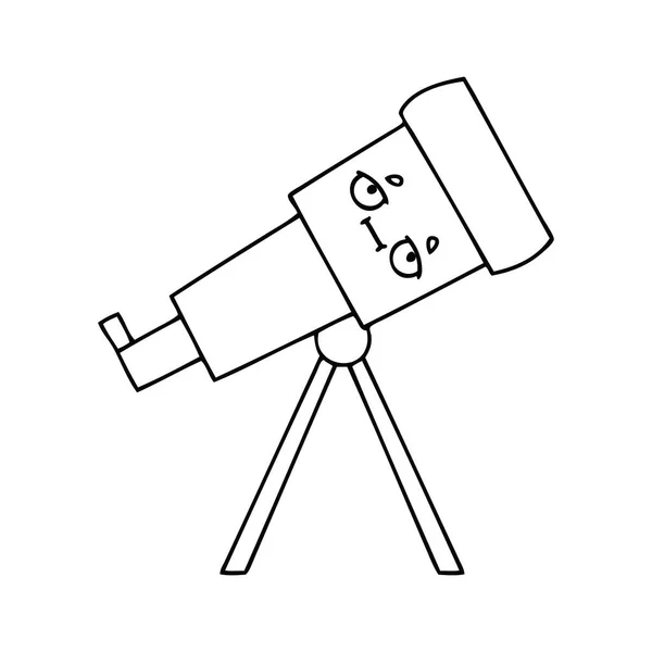 Лінійний Малюнок Мультфільму Телескопа — стоковий вектор