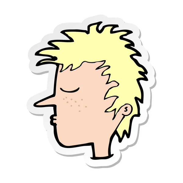 Adesivo di un volto maschile cartone animato — Vettoriale Stock