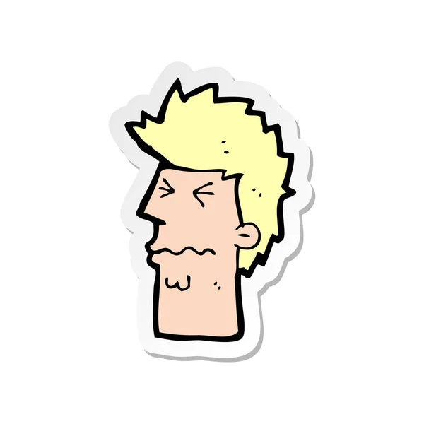 Sticker van een cartoon gestrest gezicht — Stockvector