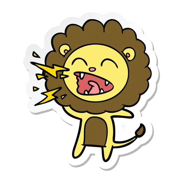 Autocollant Lion Rugissant Dessin Animé — Image vectorielle