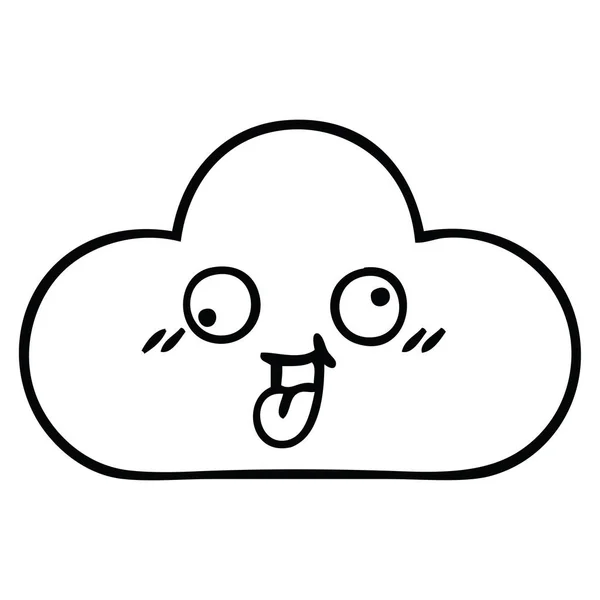 Line drawing cartoon cloud — Stock Vector