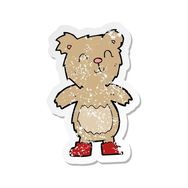 Retro Aufkleber Eines Cartoon Teddybären — Stockvektor